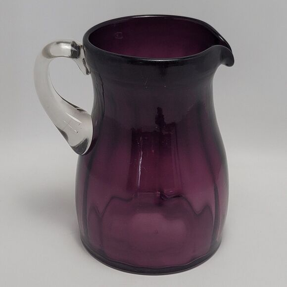 Amethyst Glass Pitcher Purple Lemonade Water JugWith Clear Handle - Picture 9 of 15